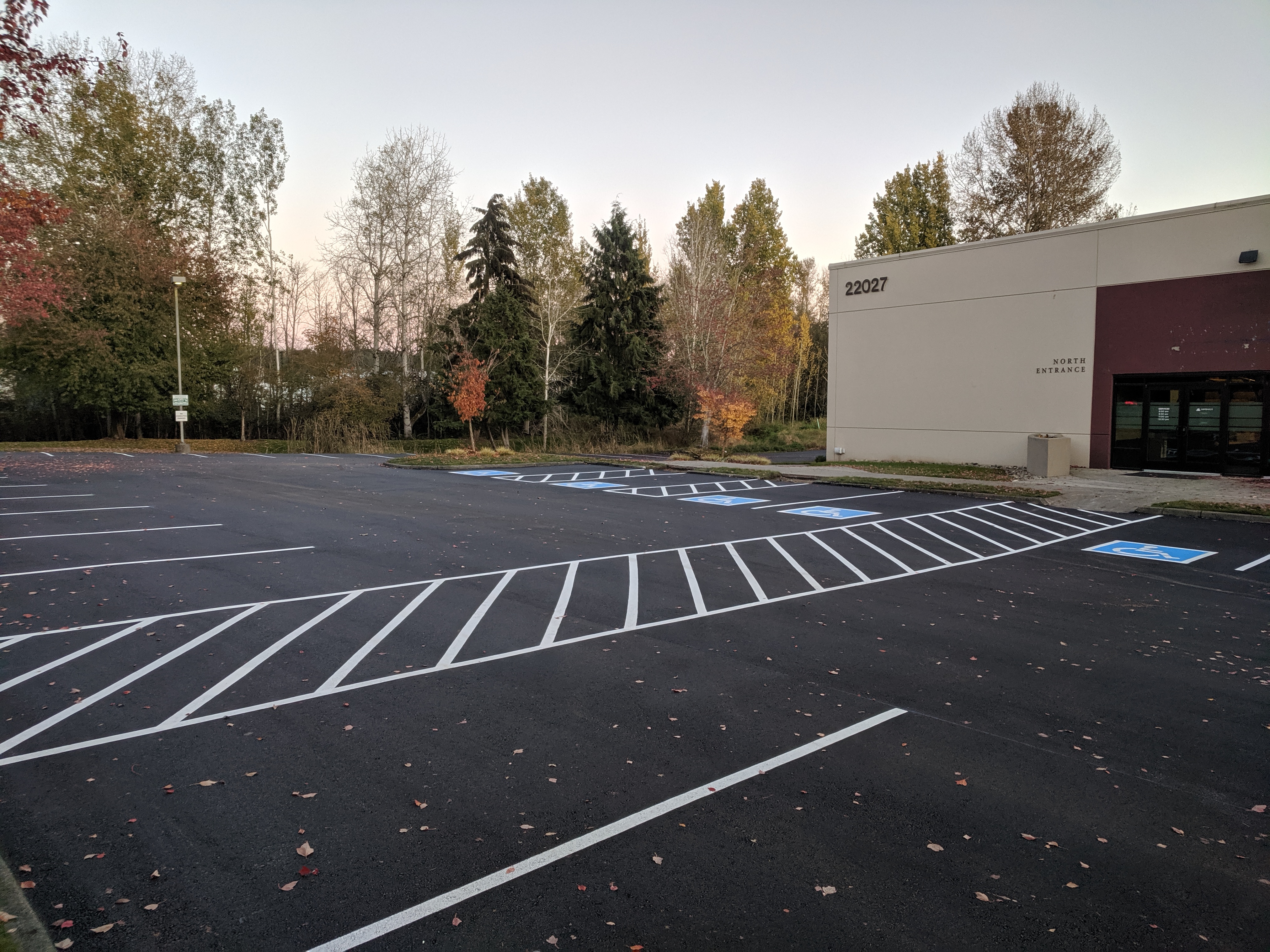 Parking lot striping in Woodinville, WA